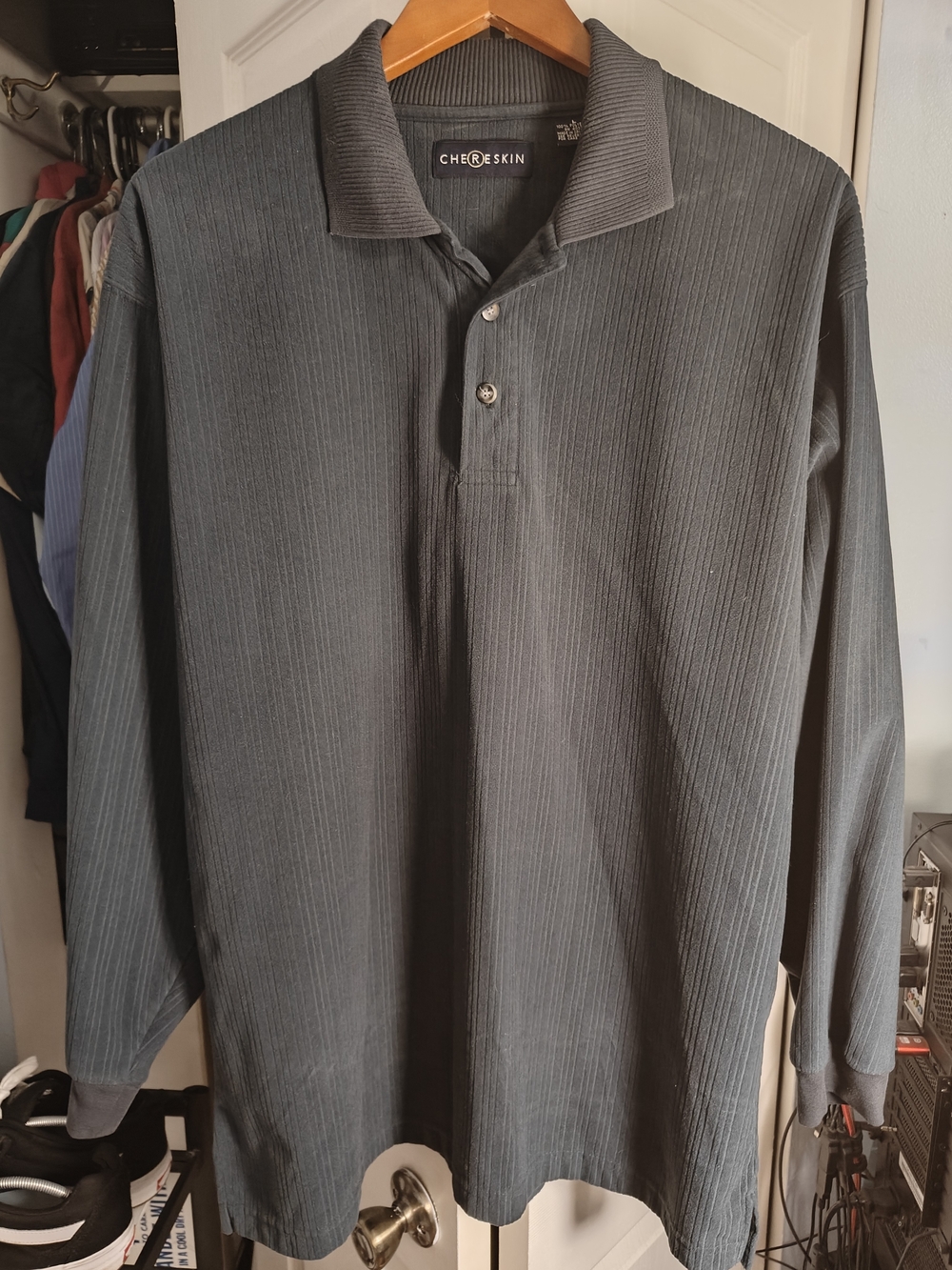 Vintage Chereskin Men's Ribbed Long Sleeve Polo